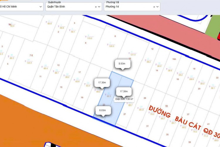 Bán cặp đôi 23-25 Bàu Cát Đôi - DT 8x18m - 3 tấm - Giá 50 tỷ!