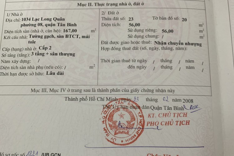 Bán nhà 1034 Lạc Long Quân - 4x22m - 3,5 tấm - Giá 19,3 tỷ!