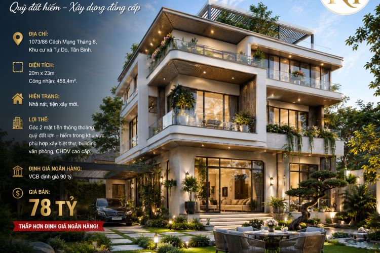 Bán nhà 1073/86 Cách Mạng Tháng 8 - 20x23m - Cấp 4 - Giá 78 tỷ!
