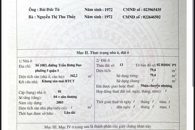 Bán nhà 1081-1083 Trần Hưng Đạo - 8x21m - 4 tầng thang máy - Giá 89 tỷ!