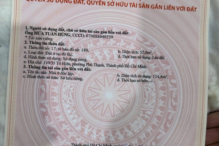 Bán nhà 110/35 Tô Hiệu - 4x13m - 3 tấm - Giá 8,5 tỷ!