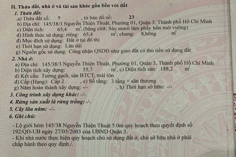 Bán nhà 145/38/3 Nguyễn Thiện Thuật - DT 4,25x14m - 3,5 tấm - Giá 16,5 tỷ!