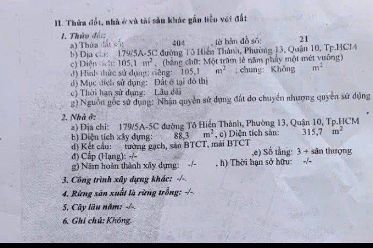 Bán nhà 179/5A-5C Tô Hiến Thành - DT 5x17m - 4 tấm - Giá 23 tỷ!
