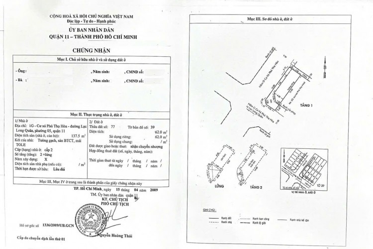 Bán nhà 1G Lạc Long Quân - DT 5x16m - 3 tấm - Giá 11,2 tỷ!