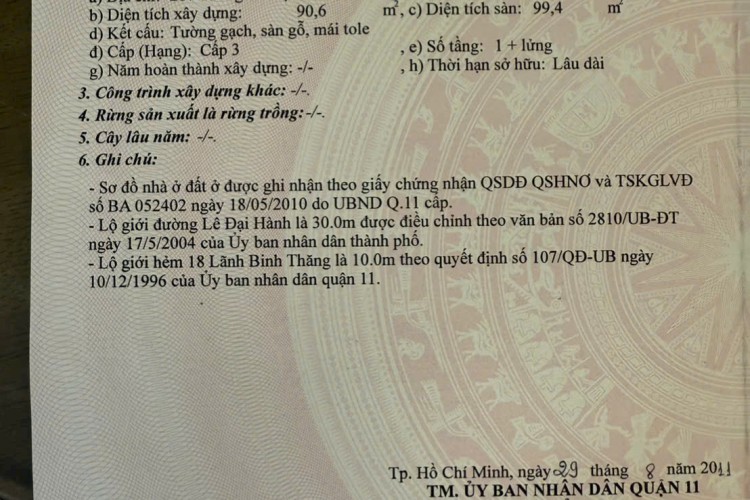Bán nhà 217 Lê Đại Hành - DT 3,6x29m - Cấp 4 - Giá 25 tỷ!