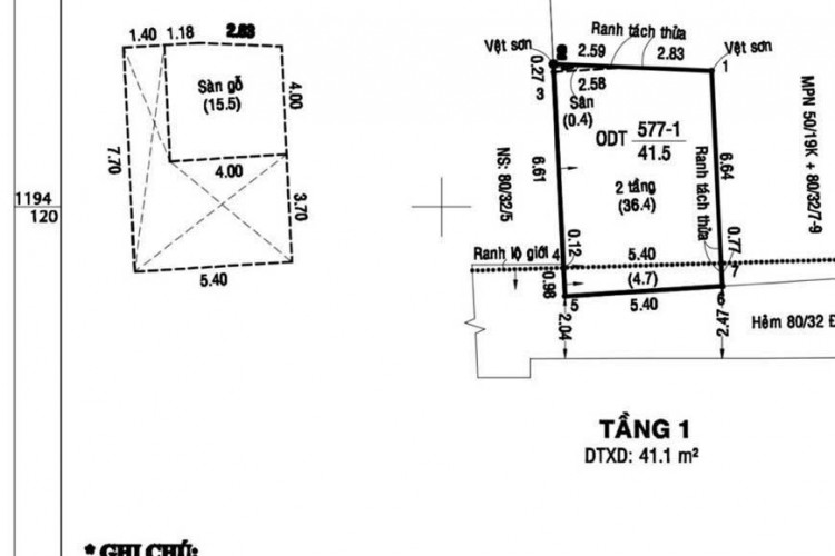Bán nhà 80/32/7 Gò Dầu - DT 5,4x8m - Cấp 4 - Giá 4,5 tỷ!