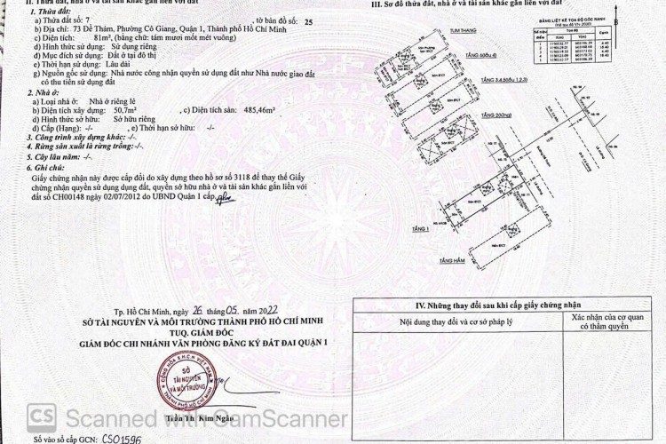 Bán tòa CHDV 73 Đề Thám - DT 4,4x18m - Hầm + 7 tầng - HĐT 77tr/thg - Giá 62 tỷ!